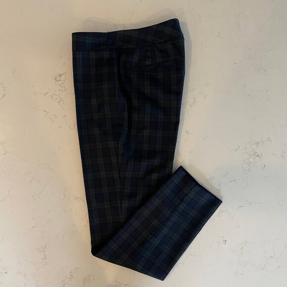 Tommy Hilfiger Ashby Ankle Tartan Plaid Preppy Poly Rayon Pants Navy Green Sz 2 - Picture 9 of 13